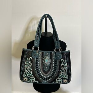 Montana West Western Cross Belt Buckle Rhinestone Filigree Handbag